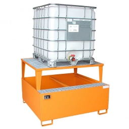 Auffangwannne für Tankcontainer, lackiert, BxTxH 1460x1460x1083 mm, Unterfahrhöhe 100 mm