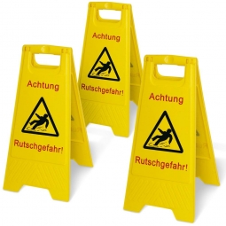 3er-Set Warnschilder, 2-seitig "Achtung Rutschgefahr!", klappbar