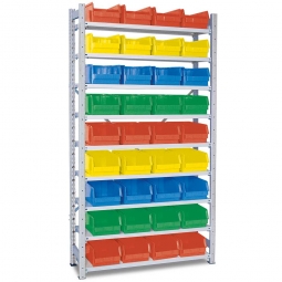 Steckregal, verzinkt, BxTxH 1070x315x2000 mm, 9 Böden, 36 Sichtboxen LB 3