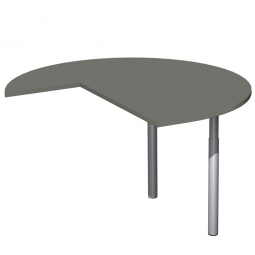 Dreiviertelkreis-Anbauplatte PREMIUM rechts, Graphit/Silber, BxTxH 1200x1200x680-820 mm, höhenverstellbar