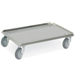 Alu-Transportroller für Eurobehälter 600x400 mm, 100 mm Gummi-Rad, Deck geschlossen, Tragkraft 250 kg