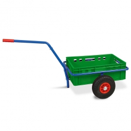 Handwagen mit E2 Kunststoffkasten, H 200 mm, grün, LxBxH 1250x640x660 mm, Tragkraft 200 kg