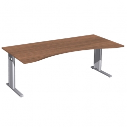 Schreibtisch PREMIUM höhenverstellbar, Nussbaum/Silber, BxTxH 2000x800/1000x680-820 mm