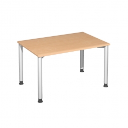 Schreibtisch Komfort, Gestell silber, Dekor Buche, BxTxH 1200x800x720 mm