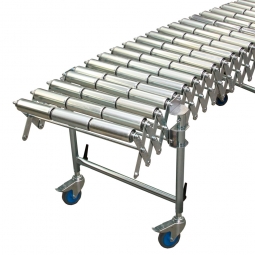 Scheren Rollenbahnen mit Tragrollen aus Stahl, LxB 3300/7900x300 mm, Ø 50x1,5 mm