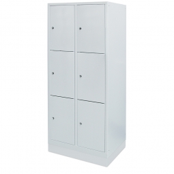Stahl-Fächerschrank mit Sockel, 6 Fächer, BxTxH 820x500x1800 mm