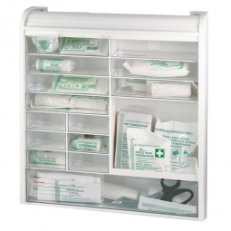 Verbandschrank aus Kunststoff mit Jalousie, DIN 13169, BxTxH 420x100x480 mm, weiß