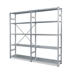 Fachbodenregal "Flex" mit 10 Fachböden, Stecksystem, BxTxH 2105x315x2000 mm, glanzverzinkt, Tragkraft 100 kg/Boden
