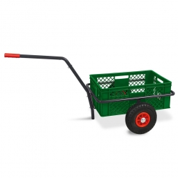 Handwagen mit Kunststoffkorb, H 240 mm, grün, LxBxH 1250x640x660 mm, Tragkraft 200 kg