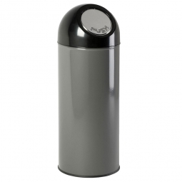 Push-Abfallbehälter mit Innenbehälter, grau, Inhalt 55 Liter, HxØ 820x310 mm, Stahlblech