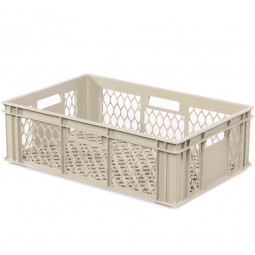 Euro-Gläserkasten, LxBxH 600x400x200 mm, durchbrochen, 4 Durchfassgriffe, 38 Liter, PE-HD, kieselgrau