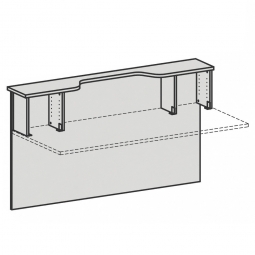 Vorwandelement für Empfangstheke "SUPERIOR" mit Monitorausschnitt u. Fachseiten, BxH 1800x1025 mm, gerade, lichtgrau