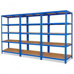 Schwerlast-Komplettregal, 5 Ebenen, Stecksystem, blau, Tragkraft 265 kg je Boden, BxTxH 2700x500x1800 mm