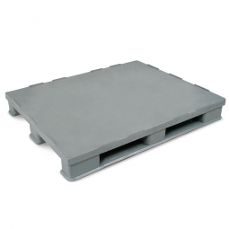 Schwerlastpalette im Euromaß mit 3 Kufen und Sicherungsrand, LxBxH 1200x1000x155 mm, Oberdeck geschlossen, grau