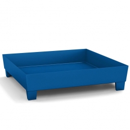 Auffangwanne aus Stahlblech, blau, für 4x 200 Liter-Fässer