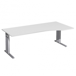 Schreibtisch PREMIUM höhenverstellbar, rechts, Lichtgrau/Silber, BxTxH 2000x800/1000x680-820 mm
