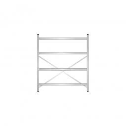 Edelstahl-Steck-Grundregal, BxTxH 1400x500x1600 mm, mit 4 Regalböden T: 450 mm