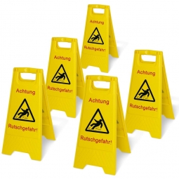 5er-Set Warnschild, 2-seitig "Achtung Rutschgefahr!", klappbar