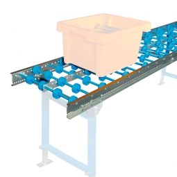 Röllchenbahn, leichte Ausführung, bis 20 kg, Kunststoff-Röllchen Ø 48 mm, Achsabstand 100 mm, LxB 2000x500 mm
