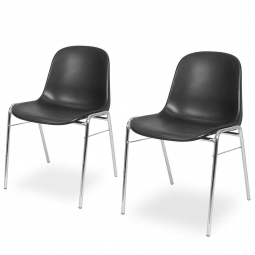 2er-Set Formschalenstühle mit verchromten Gestell, stapelbar, BxTxH 495x520x770 mm