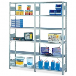 Fachboden-Komplettregal Economy mit 12 Böden, Stecksystem, BxTxH 2066x400x2000 mm, Tragkraft 85 kg/Boden, glanzverzinkt