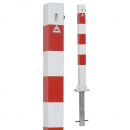 Absperrpfosten, sichtbare Höhe 900 mm, Vierkant 70x70 mm, umklappbar Ausführung, mit Bodenhülse