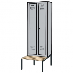 Kleiderspind mit untergebauter Sitzbank und Drehriegelverschluss, BxTxH 610x500/815x2090 mm