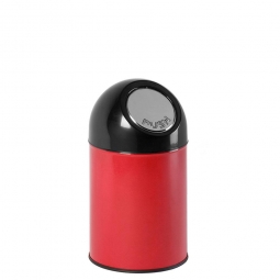 Push-Abfallbehälter, Inhalt 30 Liter, rot, HxØ 540x310 mm, Stahlblech, Einwurföffnung Ø 160 mm
