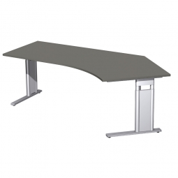 Schreibtisch PREMIUM höhenverstellbar, 135° rechts, Graphit/Silber, BxTxH 2166x800/1130x680-820 mm