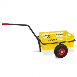 Handwagen mit Kunststoffkorb, H 240 mm, gelb, LxBxH 1250x640x660 mm, Tragkraft 200 kg