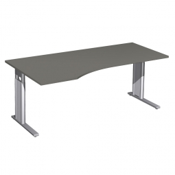 Schreibtisch PREMIUM höhenverstellbar, links, Graphit/Silber, BxTxH 1800x800/1000x680-820 mm
