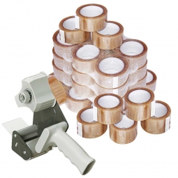 Kraft-Klebeband 36 Rollen + 1 Handabroller GRATIS, Klebeband-Lauflänge 66 m, Breite 50 mm, 49 µm