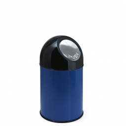 Push-Abfallbehälter, Inhalt 30 Liter, blau, HxØ 540x310 mm, Stahlblech, Einwurföffnung Ø 160 mm