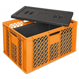 Eurobehälter mit EPP-Isolierbox, LxBxH 600x400x320 mm, 25 Liter, orange