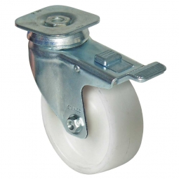 Lenkrolle für Transportroller mit Feststellbremse, Rad-ØxB 100x30 mm, Tragkraft 85kg, Rad weiß