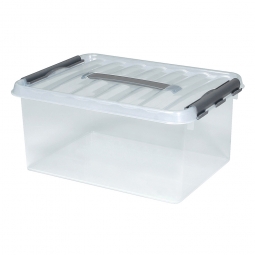 Clipbox mit Deckel, Inhalt 15 Liter, LxBxH 400x300x180 mm, Polypropylen (PP), transparent