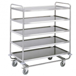 Servierwagen aus Edelstahl mit 5 Etagen, LxBxH 1100x700x1645 mm, Tragkraft 200 kg