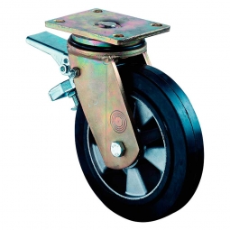 Schwerlast-Lenkrolle mit Feststellbremse, Rad-ØxB 100x40 mm, Tragkraft 150 kg, schwarz