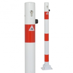 Absperrpfosten, sichtbare Höhe 900 mm, Rundrohr-Ø 60 mm, umklappbar Ausführung, mit Bodenplatte