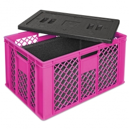 Eurobehälter mit EPP-Isolierbox, LxBxH 600x400x320 mm, 25 Liter, violett
