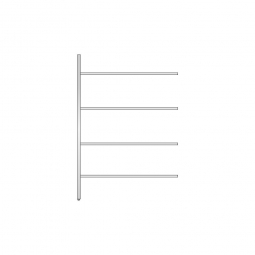 Aluminium-Anbauregal mit 4 Gitterböden, Stecksystem, BxTxH 1375x400x2000 mm, Nutztiefe 380 mm