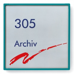 Türschild "Rom", wasserblau RAL 5021, 180x180 mm