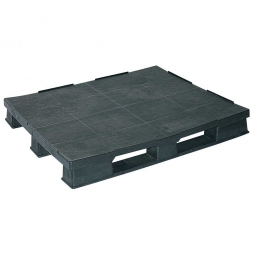 Kunststoffpalette im Euromaß mit 3 Kufen, LxBxH 1200x1000x150 mm, geschlossene Deckfläche, schwarz
