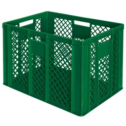Bäckerkiste mit 4 Durchfassgriffen, LxBxH 600x400x410 mm, 83 Liter, grün