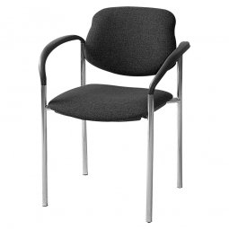 Besucherstuhl mit Armlehnen, Gestell verchromt, Polster schwarz, stapelbar, BxTxH 500x550x820 mm, max. Tragkraft 110 kg