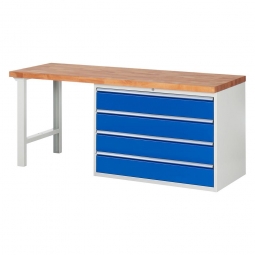 Werkbank BxTxH 2000x700x840 mm, 4 XXL Schubladen