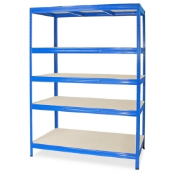 Großfachregal mit 5 Ebenen, Stecksystem, BxTxH 1500x600x1800 mm, kunststoffbeschichtet blau, Tragkraft 350 kg/Boden
