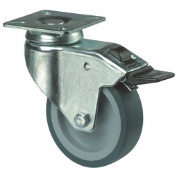 Apparate-Lenkrolle mit Feststellbremse, Rad-ØxB 50x18 mm, Tragkraft 40 kg, grau