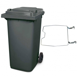 Müllbehälter, 240 Liter, grau, mit Klemmring