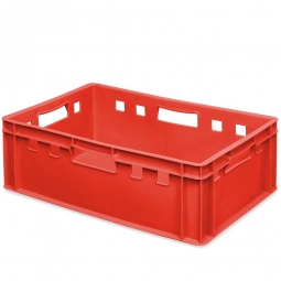 Fleischkasten E2, 4 Durchfassgriffe, LxBxH 600x400x200 mm, 40 Liter, rot